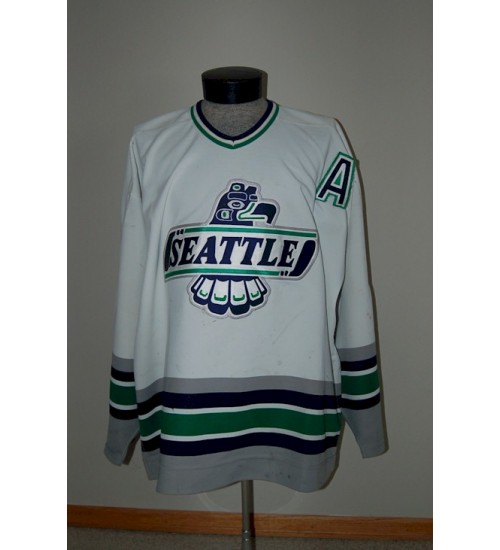 Custom WHL Seattle Thunderbirds 1997 98 Greg Kuznik Home Hockey Jersey White